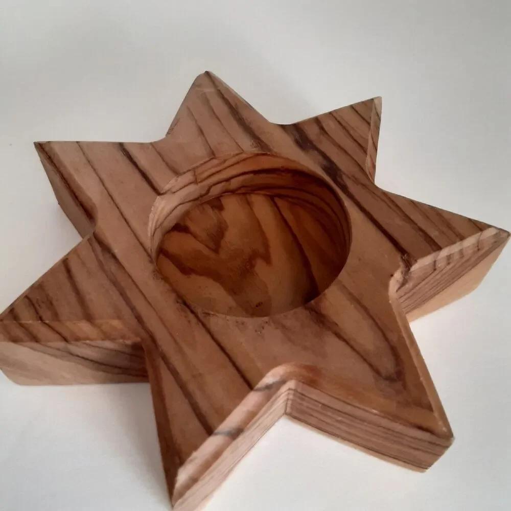 Wooden Star Candle Holders Japandi Scandinavian x 2 Masculine
